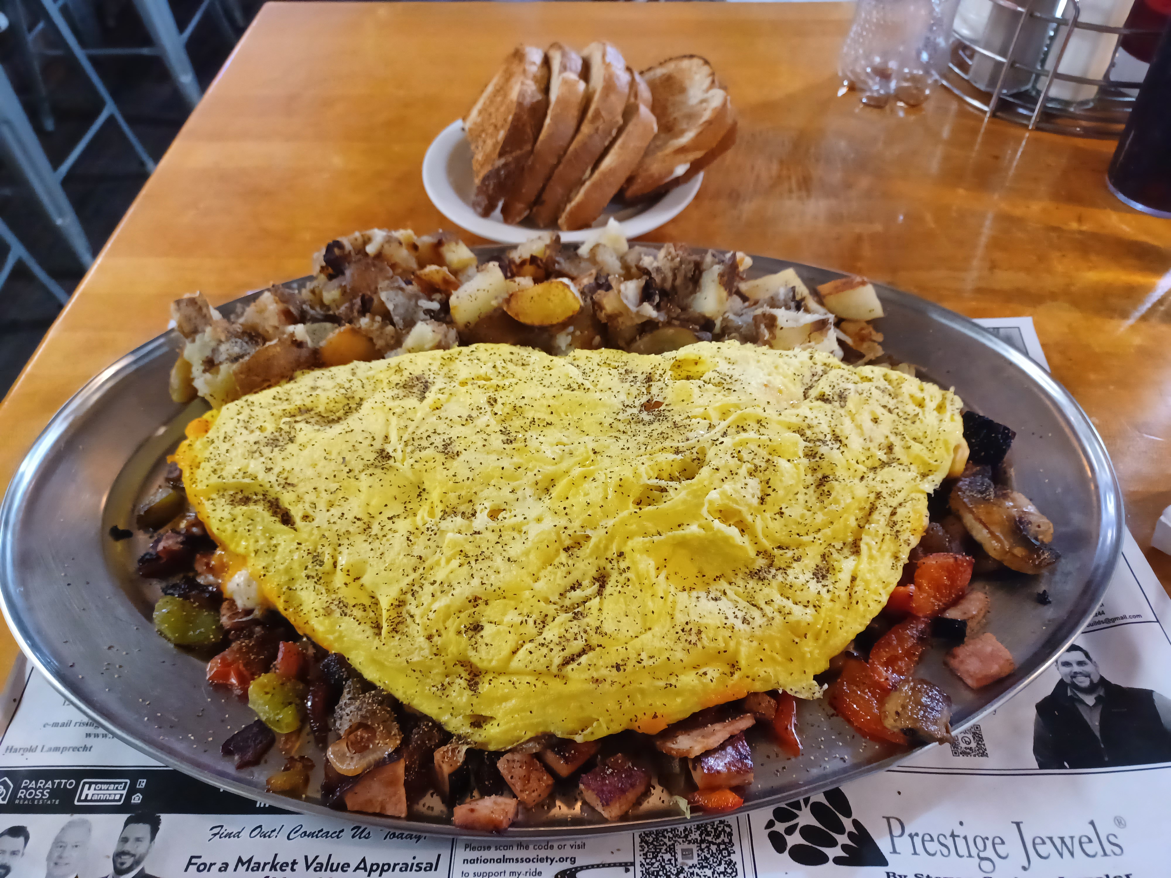 A plate of diner breakfast food